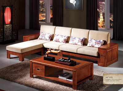 小户型转角客厅的明智之选 全实木环保沙发组合